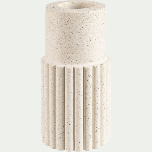 CALLELONGUE - Vase tube en béton à relief H21cm - blanc