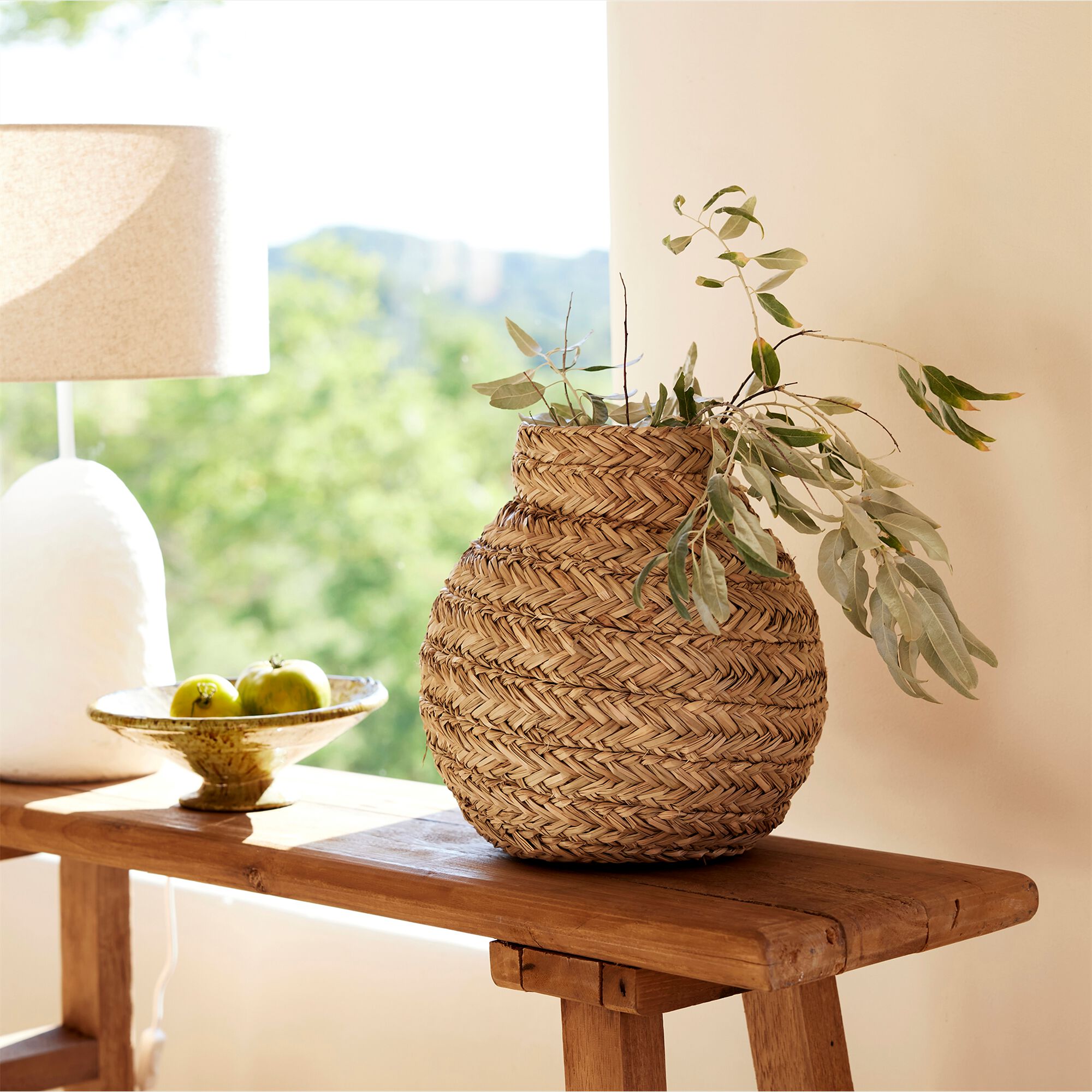 COTIGNAC - Vase boule en jonc de mer tressé H30cm - naturel