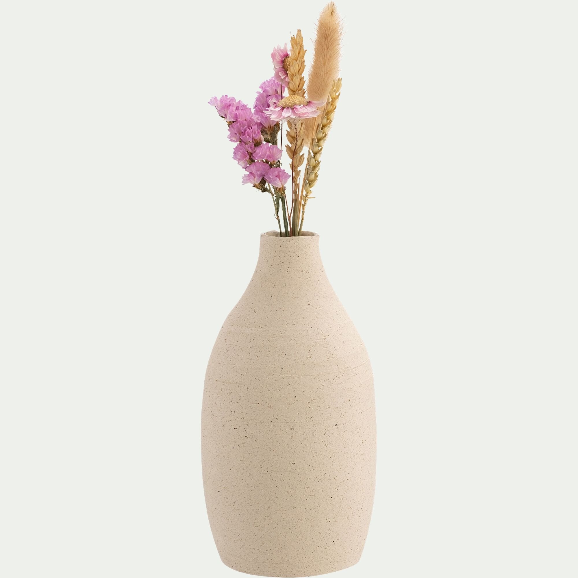GERANI - Vase classique en grès H17,5cm - beige