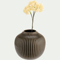IVANEC - Vase strié en grès H14,5cm - vert