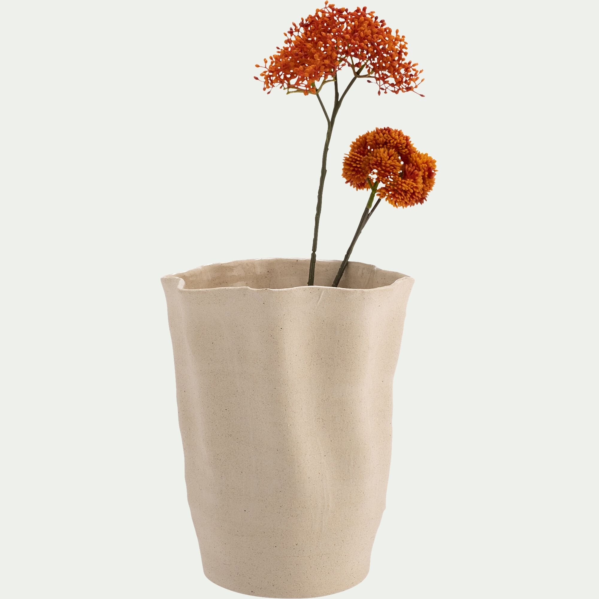 LASSITHI - Vase contemporain en grès H24,5cm - beige