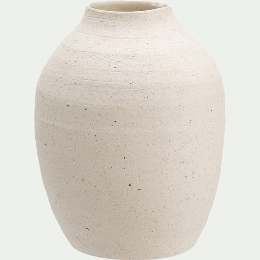 LOSSE - Vase classique en grès moucheté H15cm - blanc