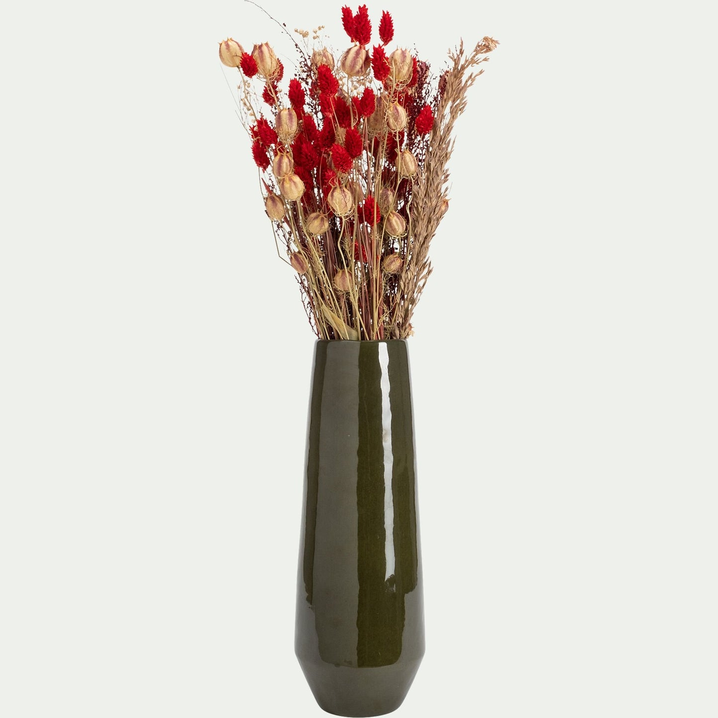 PANESTREL - Vase tube en céramique H34,5cm - vert