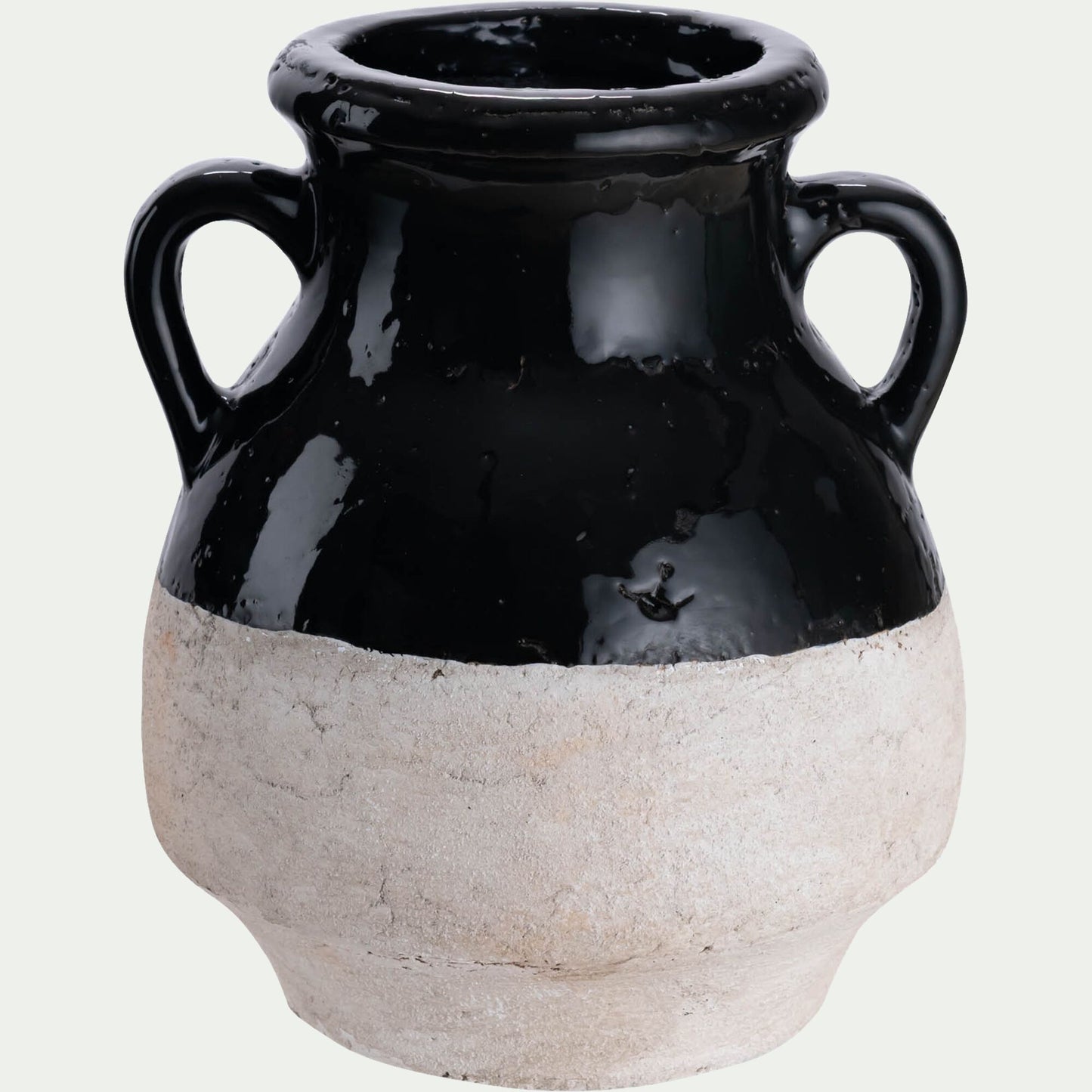 PRAGEL - Vase amphore bicolore en grès H25,5cm - noir