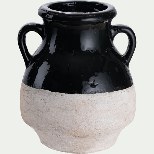 PRAGEL - Vase amphore bicolore en grès H25,5cm - noir