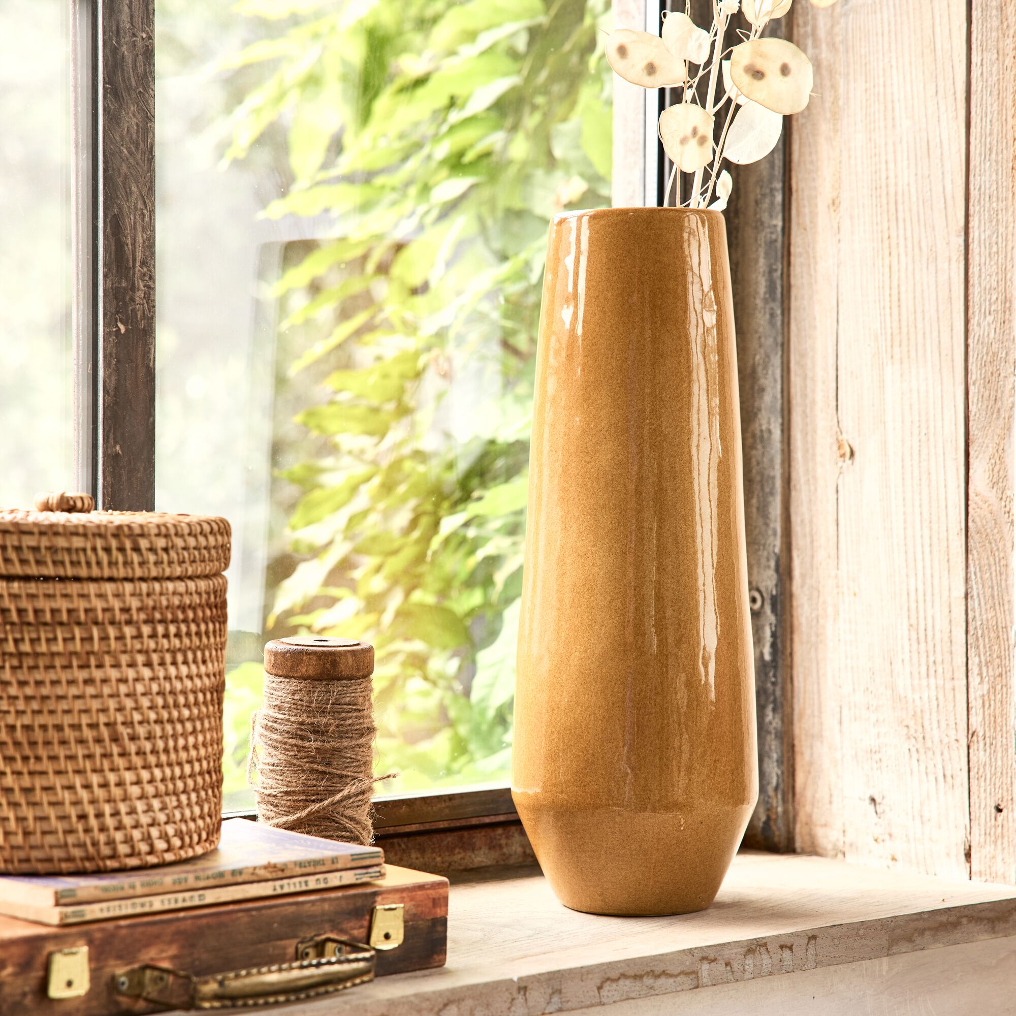 FABRIE - Vase en faïence H34,5cm - jaune miel