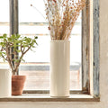 FOLIGNO - Vase tube en dolomite H30cm - blanc
