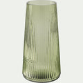 LABASI - Vase classique en verre strié H24cm - vert