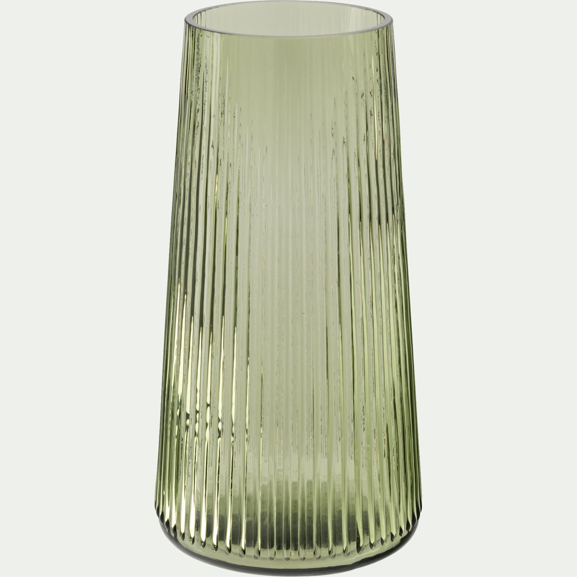 LABASI - Vase classique en verre strié H24cm - vert