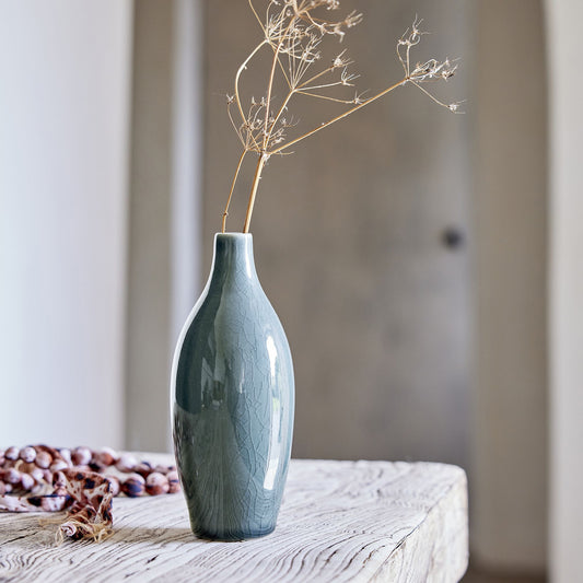 ROVIGO - Vase bouteille en grès H18cm - bleu