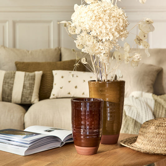 SALAZIE - Vase bicolore en terre cuite H21cm - marron