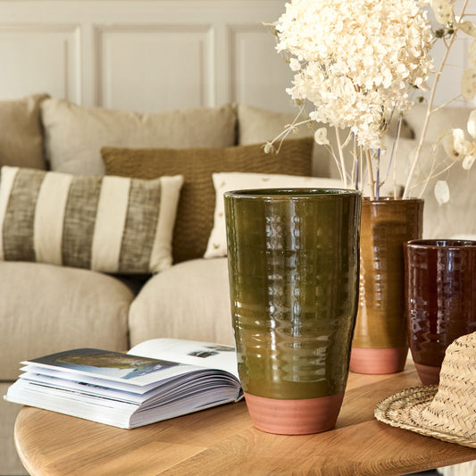 SALAZIE - Vase bicolore en terre cuite H30cm - vert