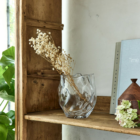 VALOUSE - Vase organique en verre H17,5cm - transparent