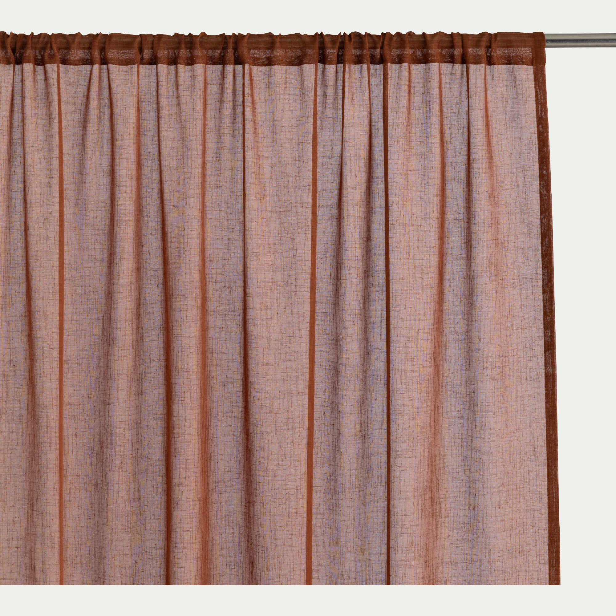 HOUARI - Voilage passe-tringle en polyester 140x250cm - terracotta