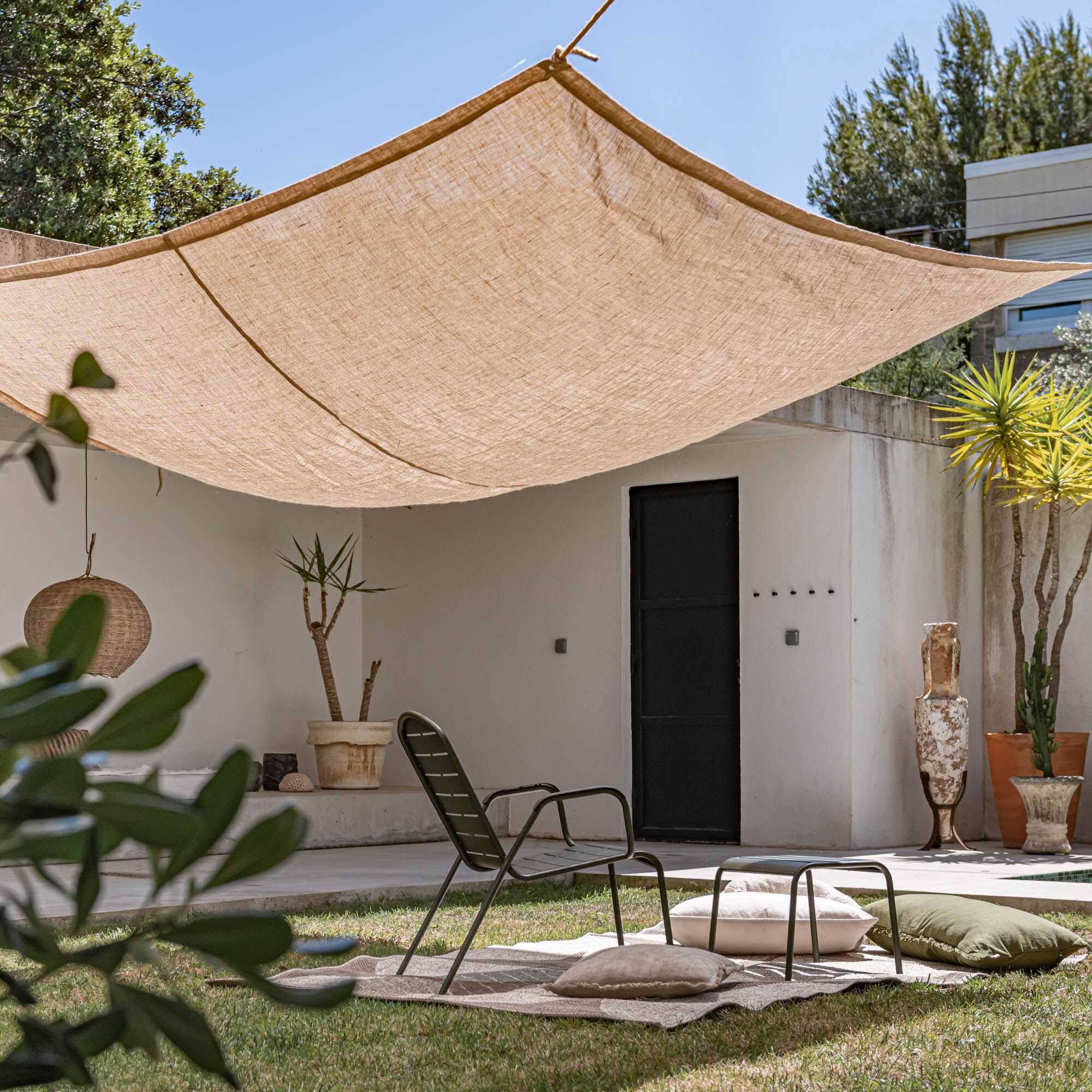 JUTA - Voile d'ombrage carré en jute 3m - naturel