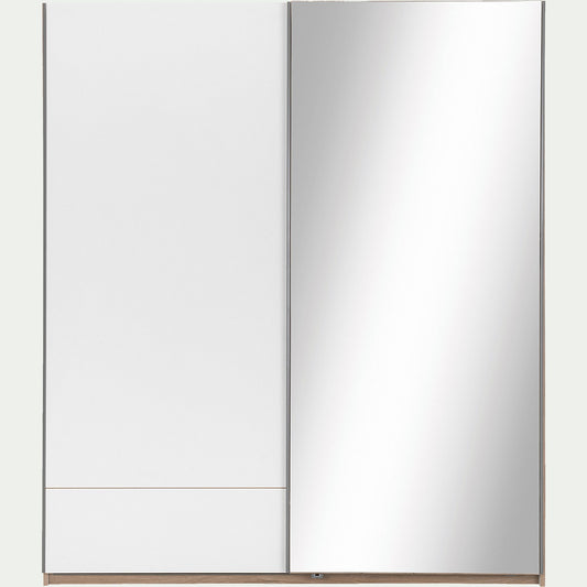 NESTOR - Armoire dressing avec 2 portes coulissantes en bois effet chêne H235cm - blanc