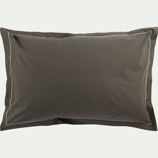 MARLY - Lot de 2 taies d'oreiller en percale de coton 50x70cm - vert cèdre