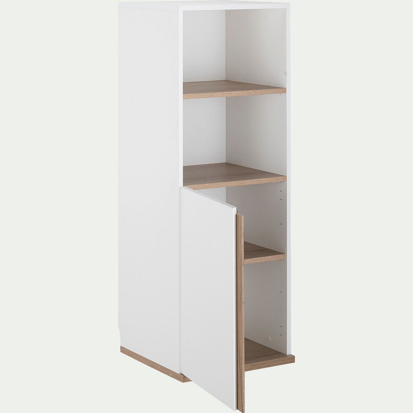 NESTOR - Module 1 porte et 2 niches en bois effet chêne H136XL50cm - blanc